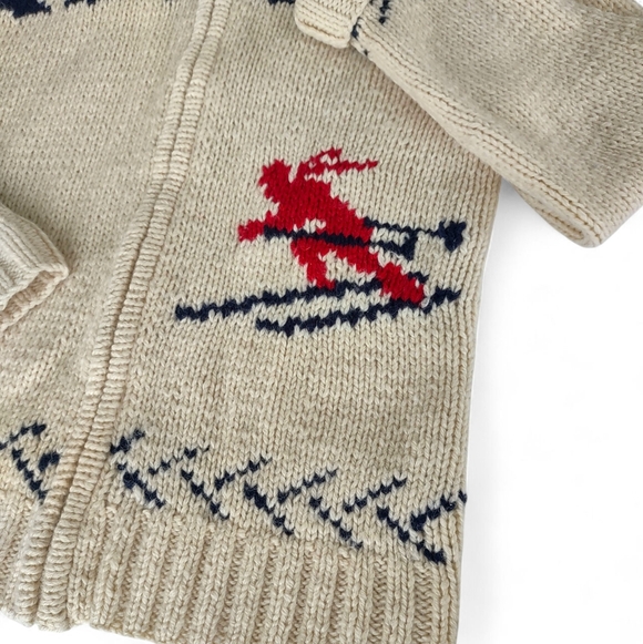 Vintage Aeropostale 100% Wool Hooded Zip-up Ski Sweater Hand Knit Size Medium - Picture 6 of 14